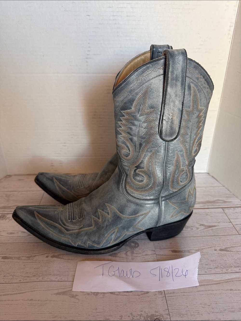 Old Gringo Vintage blue/ Gray Distressed Embroidered  short Western Boots